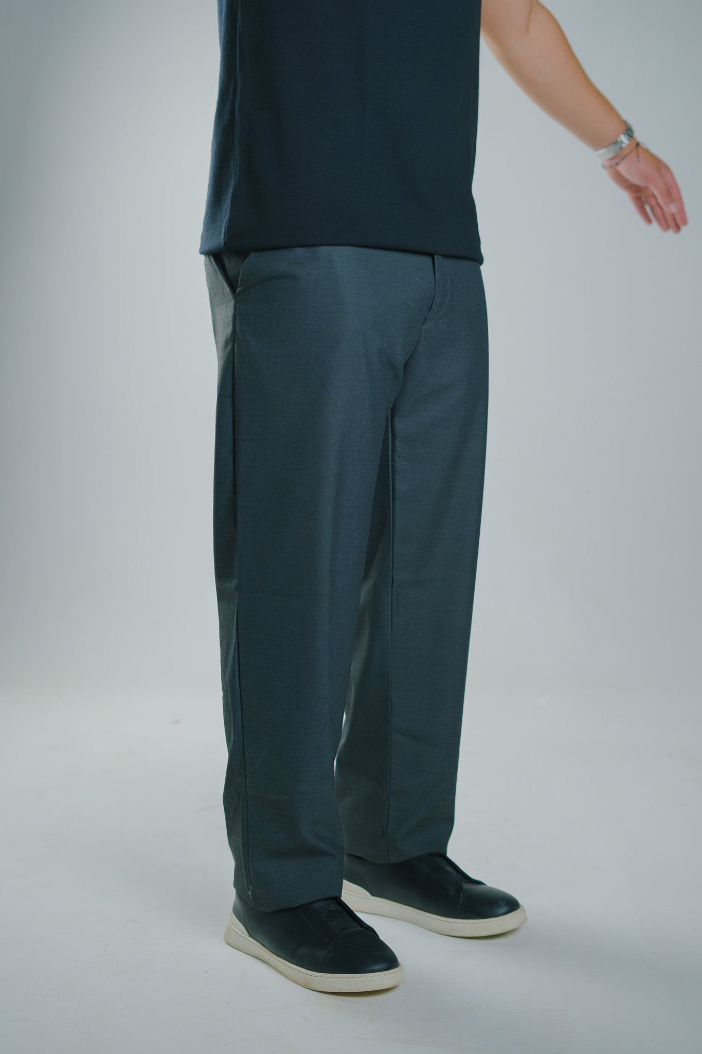 Grey Fitted Dress Pants