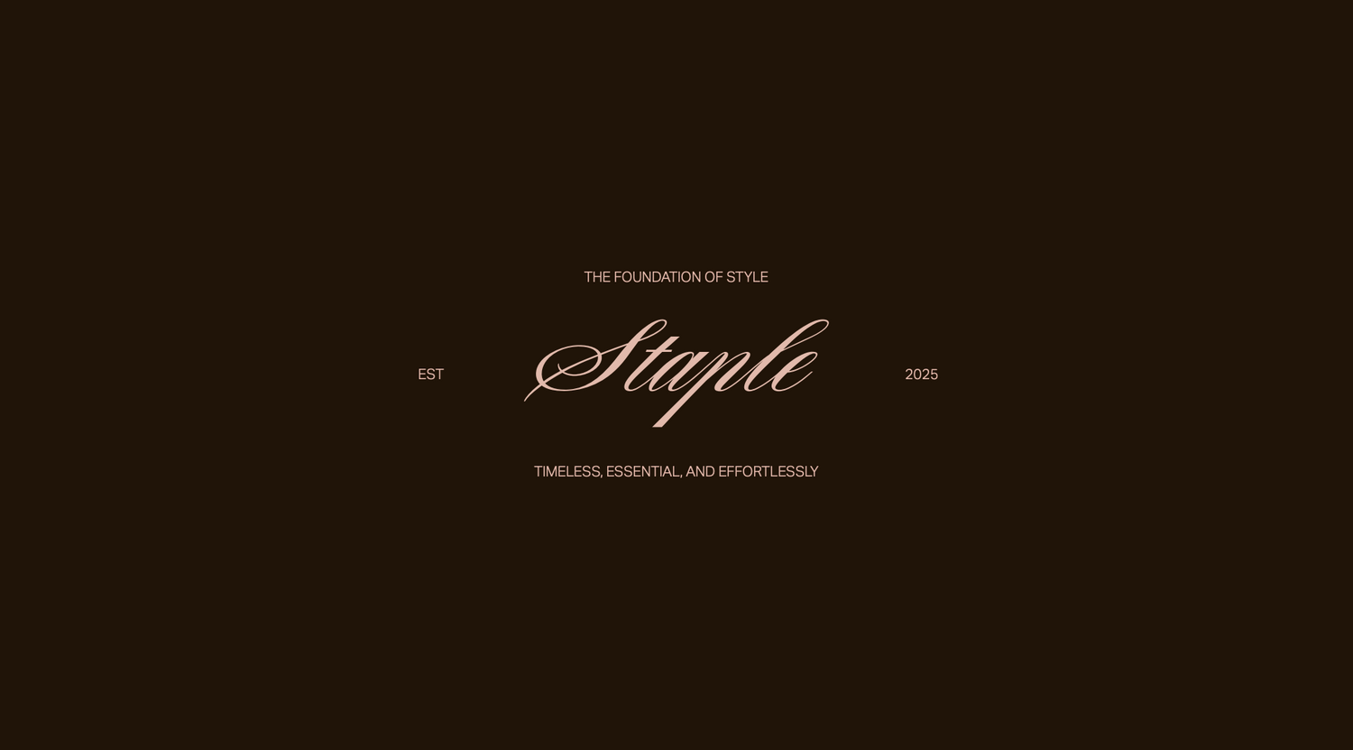 Black background with white text displaying the brand 'Staple' and its tagline.